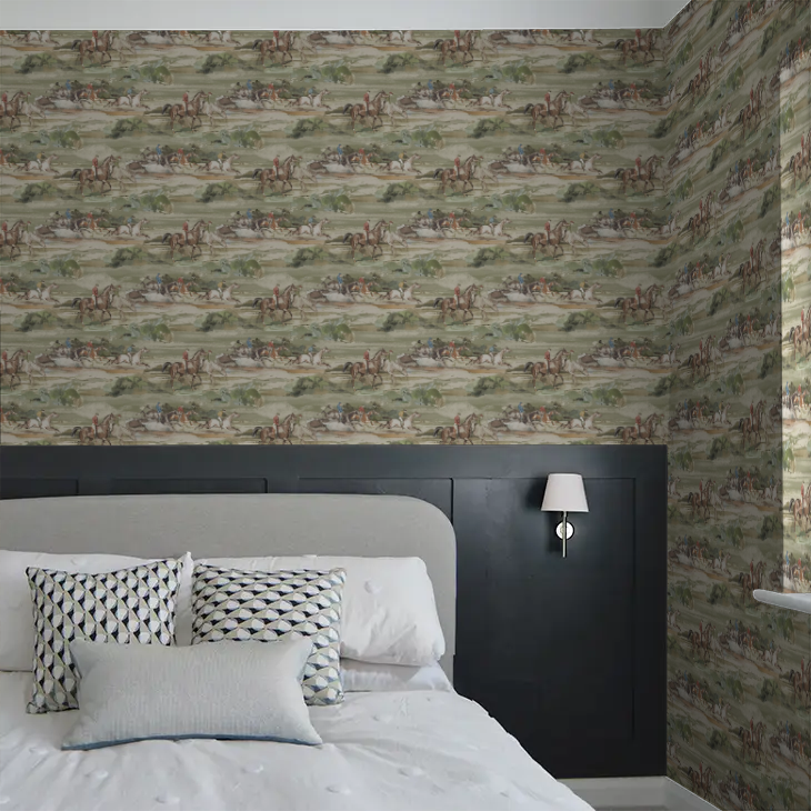Morning Gallop Wallpaper - Mulberry - Antique