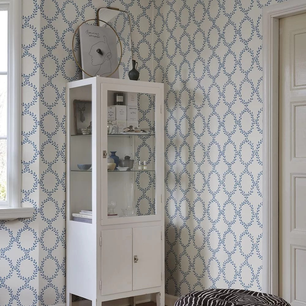 Wilma Wallpaper - White Blue