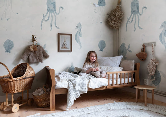 Alice Ocean - Custom Sized Wallpaper Mural (per m2) - Blue