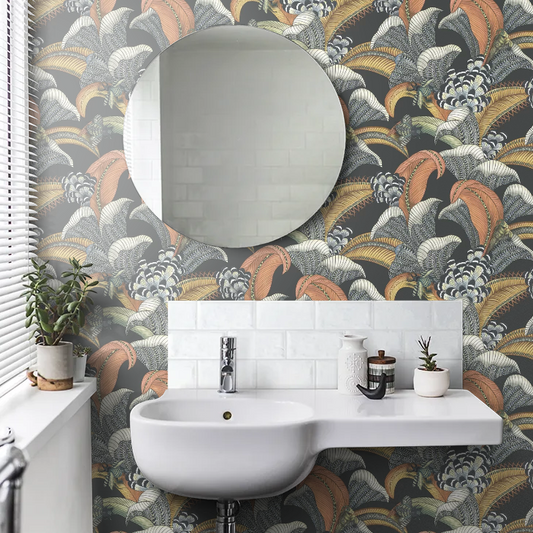 Hoope Wallpaper - Terracotta Charcoal