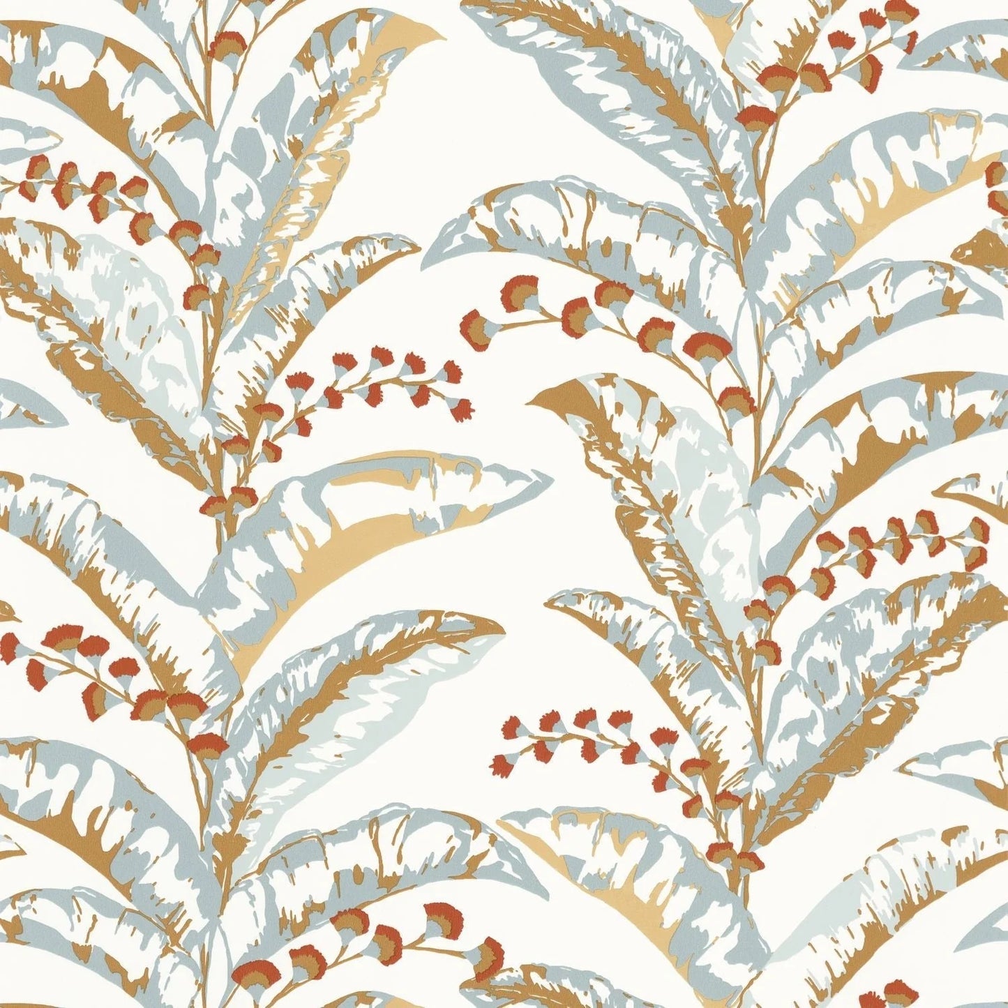 Sample - Escapade Epopee Wallpaper - Gold/Pastel Blue
