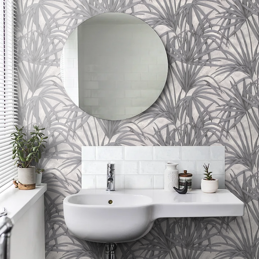 Glitter Palm Leaf Wallpaper - Dark Grey