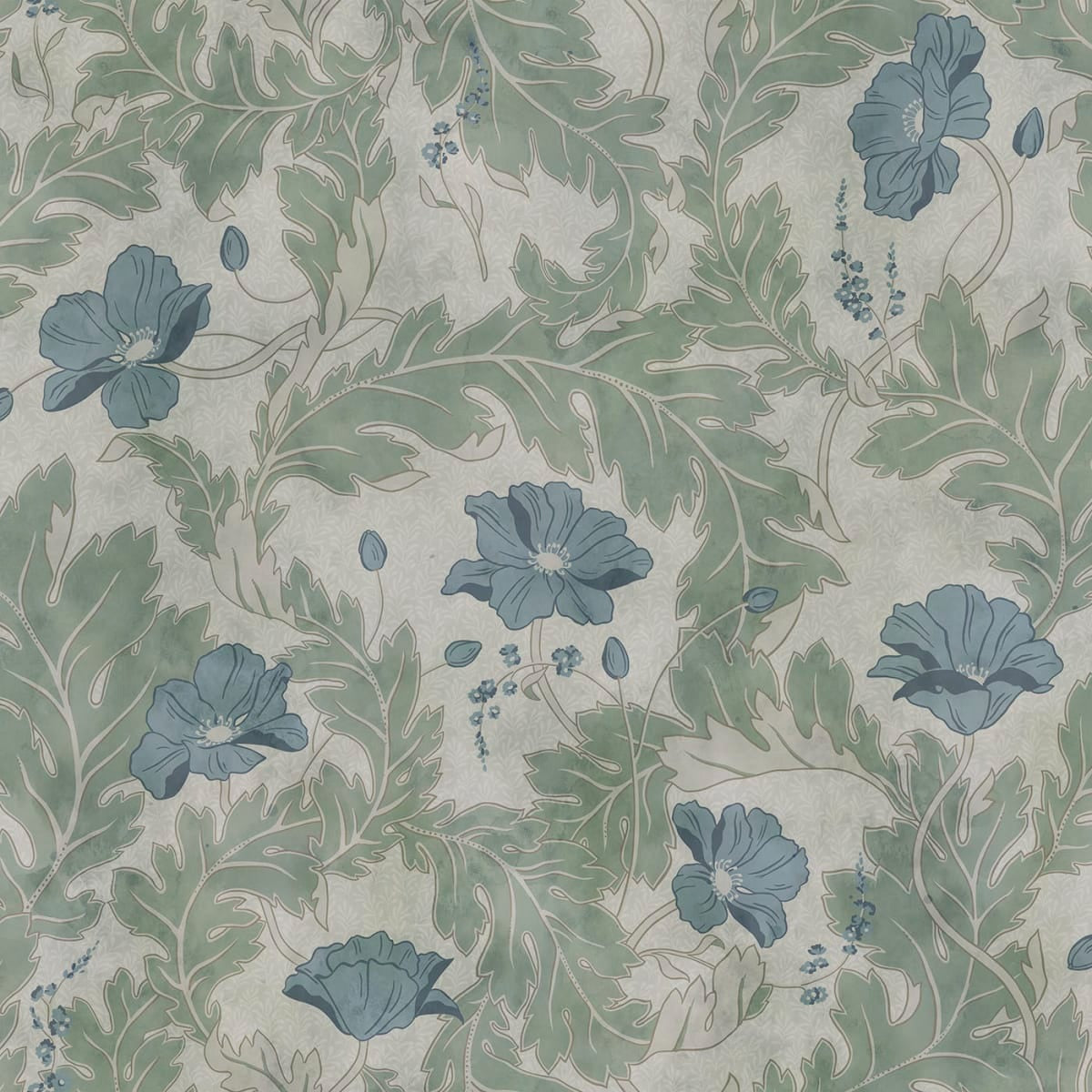 Sample - Poppy Garden Wallpaper Mural - Garden Green