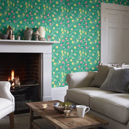 Fruit Wallpaper by William Morris - Tangled Green