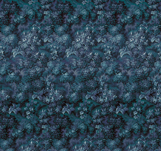 Verdant Grove - Midnight Blue - Custom Sized Wallpaper Mural (per m2)