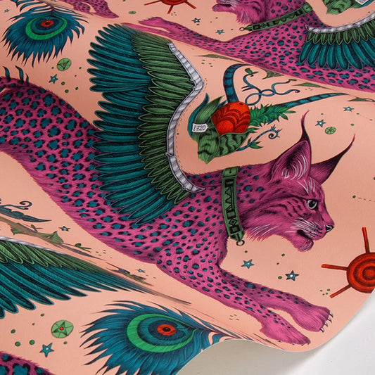 Lynx by Emma Shipley Wallpaper - Coral