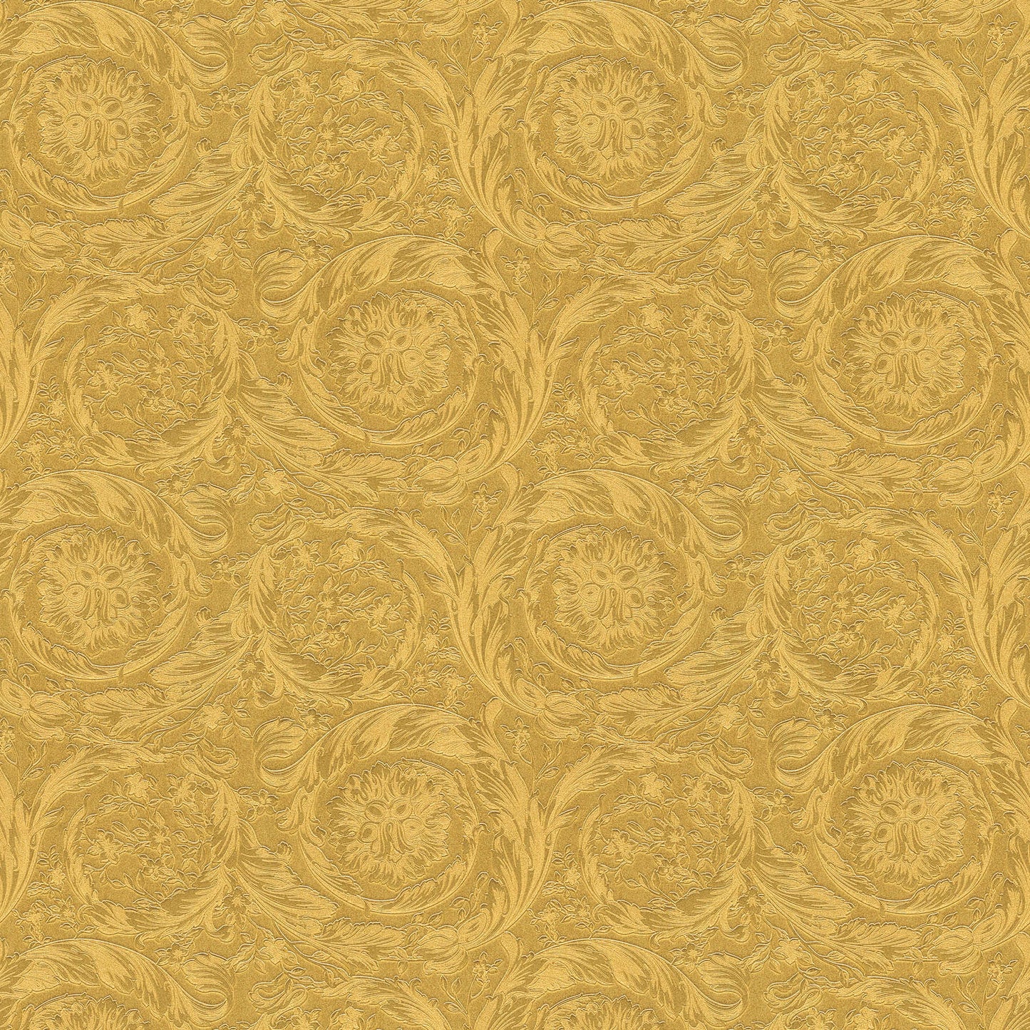 Sample - Versace Floral Garland Wallpaper - Gold/Yellow