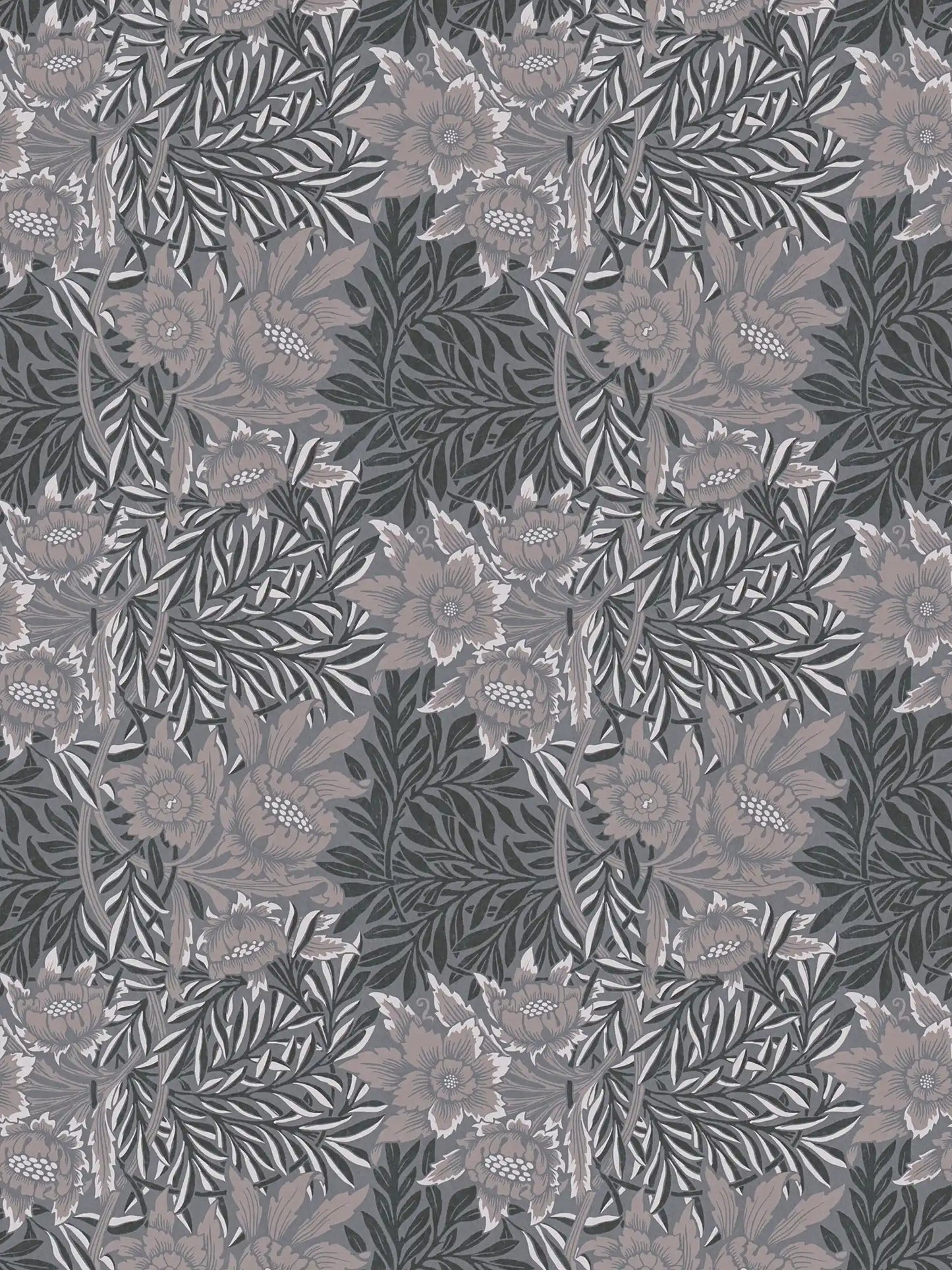 Sample - Baroque Floral Wallpaper - Black