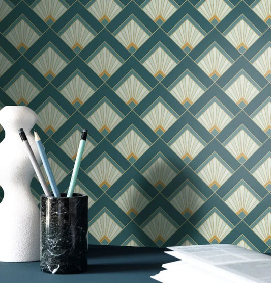 Effervescence Wallpaper - Bleu canard dore