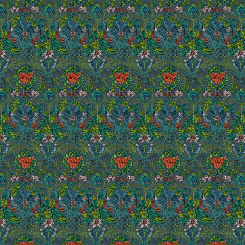 Sample - Amazon Jungle Wallpaper - Navy