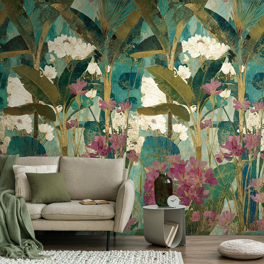 The Wall 4 - Hybrid Wallpaper Mural - Painterly Tropics