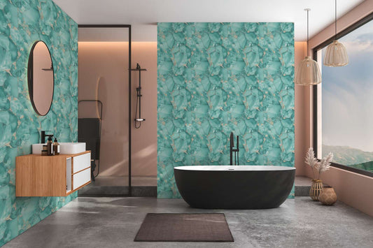 Aurum Gilded Vinyl Marble Wallpaper – Teal