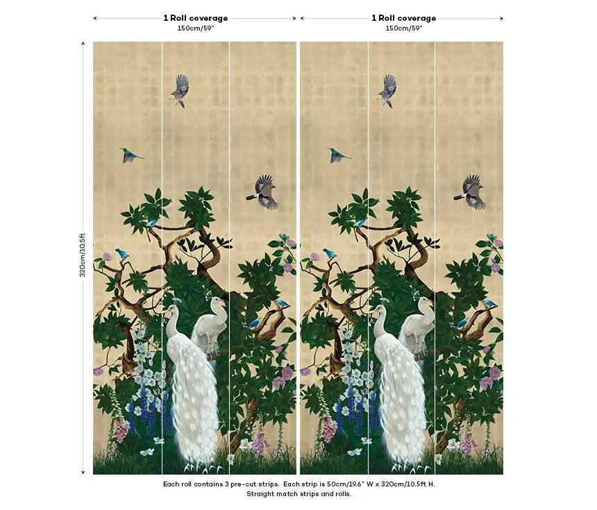Vera's Garden - Peacock Wallpaper - Tuscan