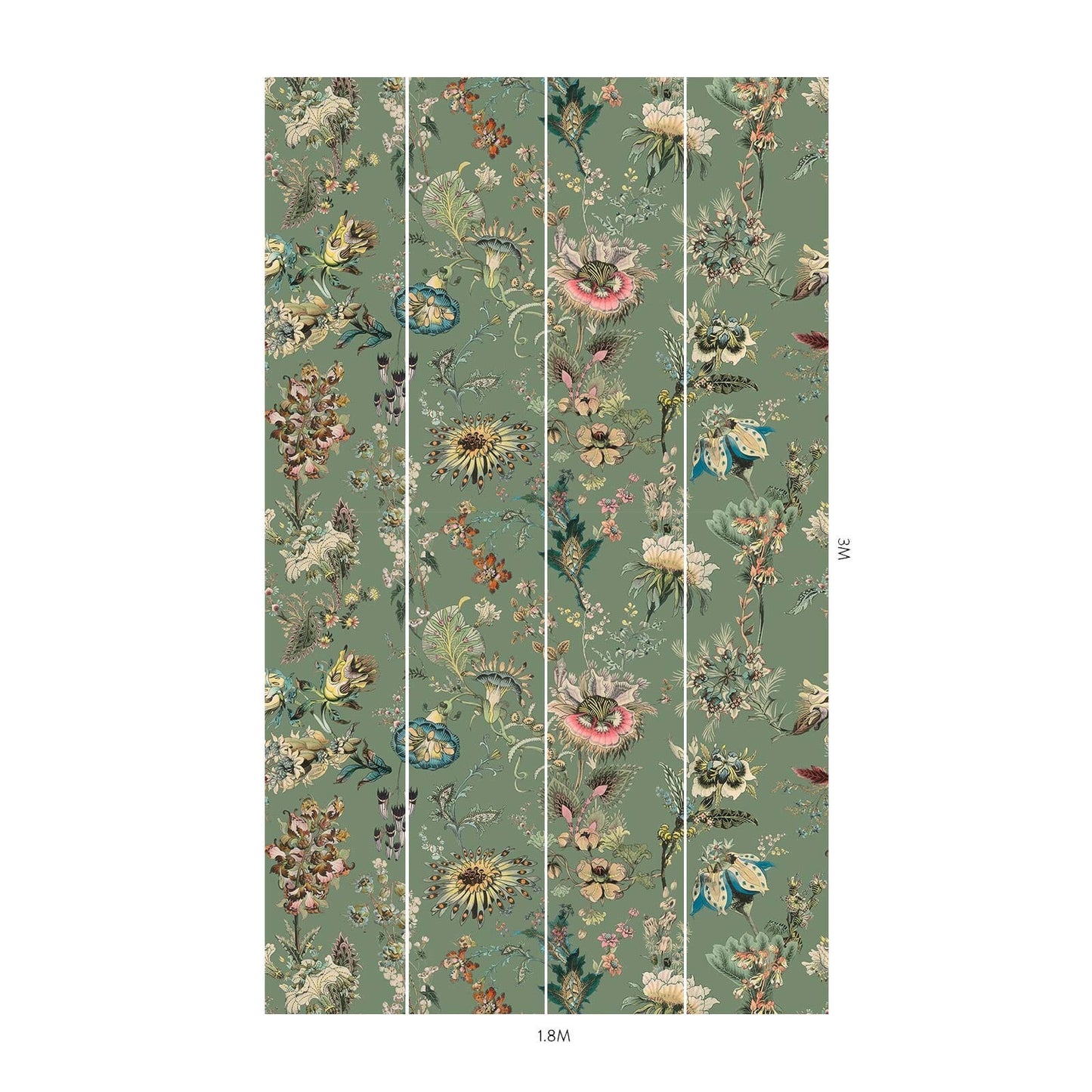 Florafantasia Hybrid Mural Wallpaper - House of Hackney - Verdigris