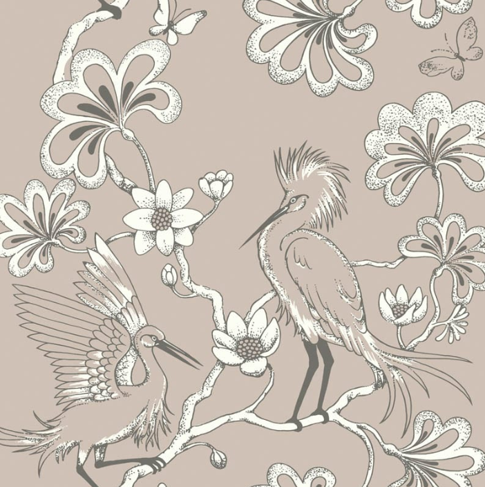 SAMPLE - Egrets Florence Broadhurst Wallpaper - Macadamia