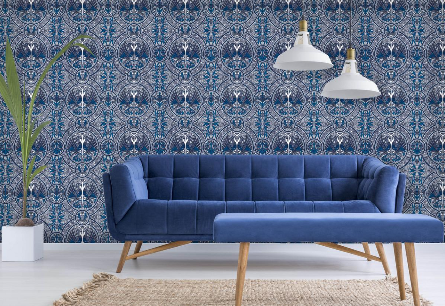 Arabian Birds Florence Broadhurst Wallpaper - Steel