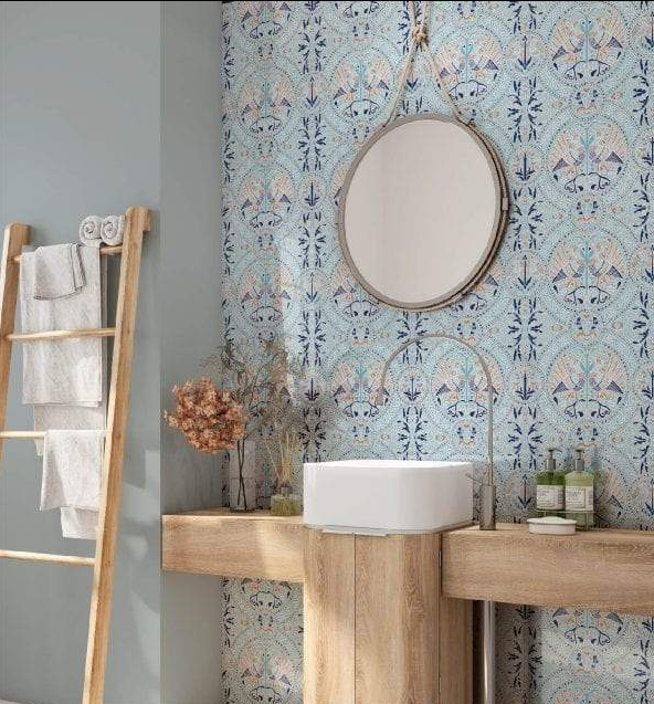 Arabian Birds Florence Broadhurst Wallpaper - Azure