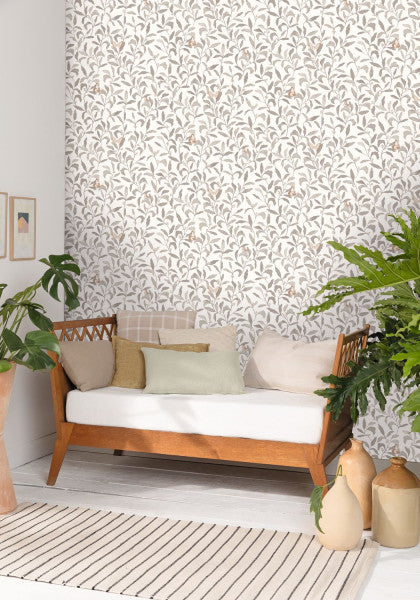 Green Life Sweet Butterfly Wallpaper - Taupe Gold - Discontinuing