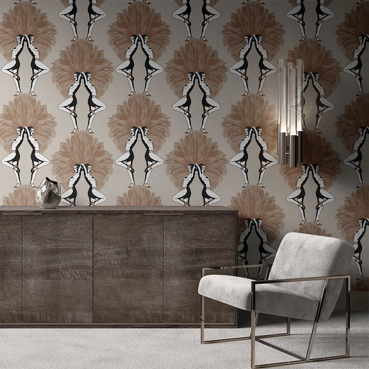 Showgirls Wallpaper - Cream Metallic (Tiny Spot)