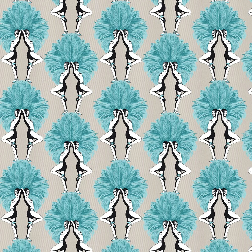 Sample - Showgirls Wallpaper - Teal (Tiny Spots)
