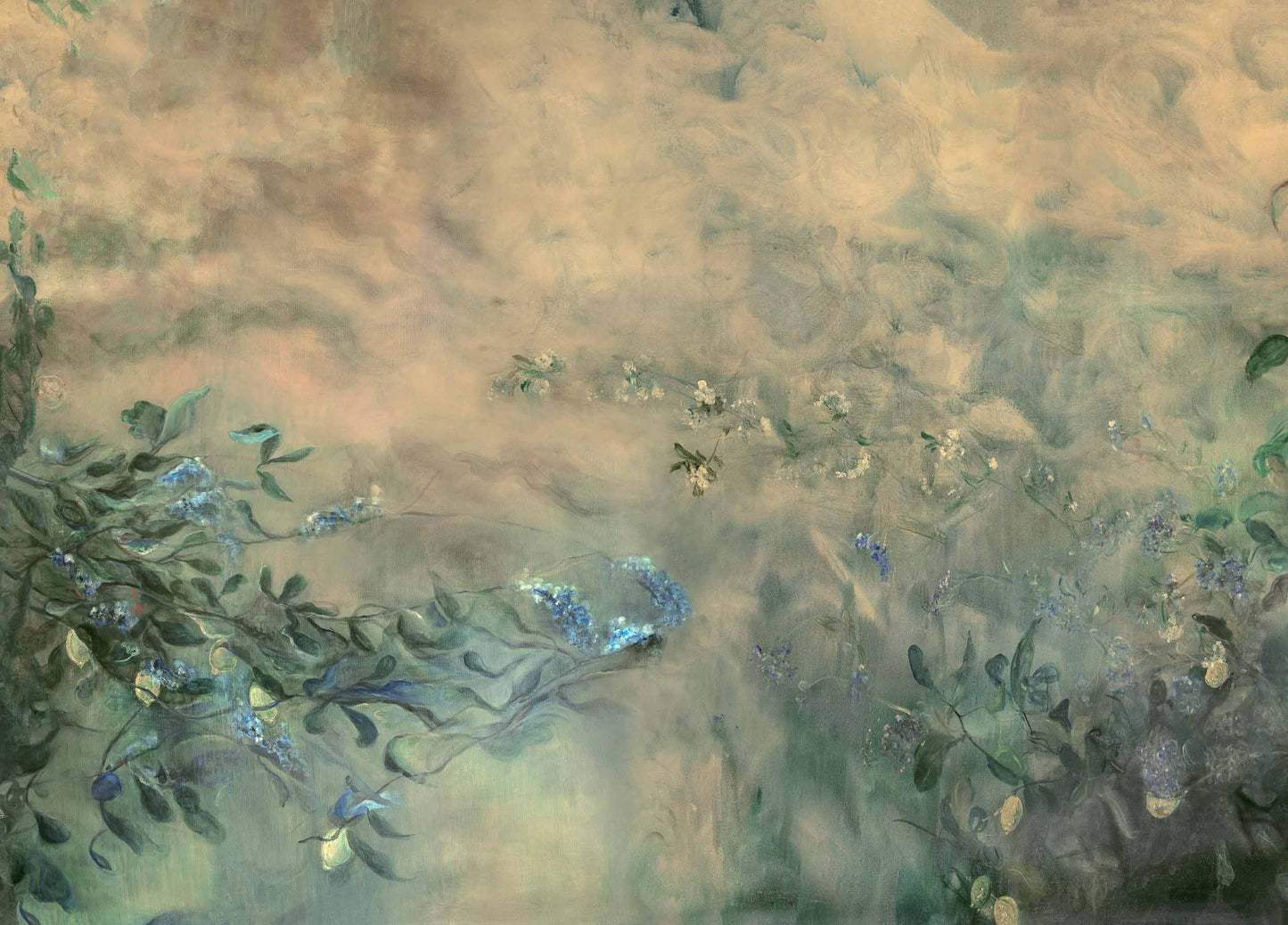 Heroidas Floral Oil Painting mural sample - Green