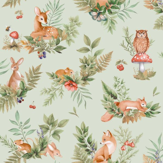 Forest Friends Wallpaper - Sage