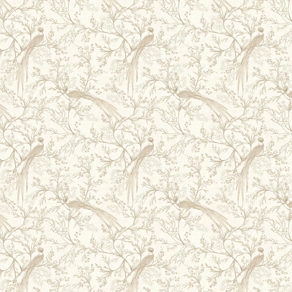 Bird Toile Wallpaper - Stone