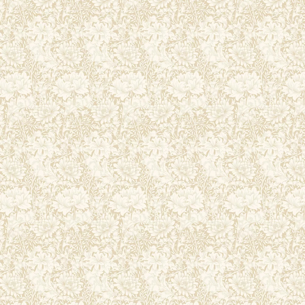 Chrysanthemum - Eden by Morris Wallpaper - Flax