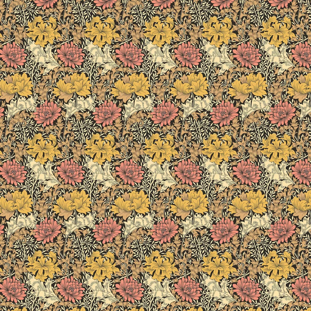 Chrysanthemum - Eden by Morris Wallpaper - Ginger