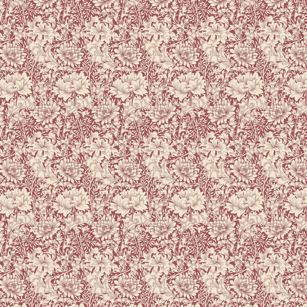Chrysanthemum - Eden by Morris Wallpaper - Ruby Red
