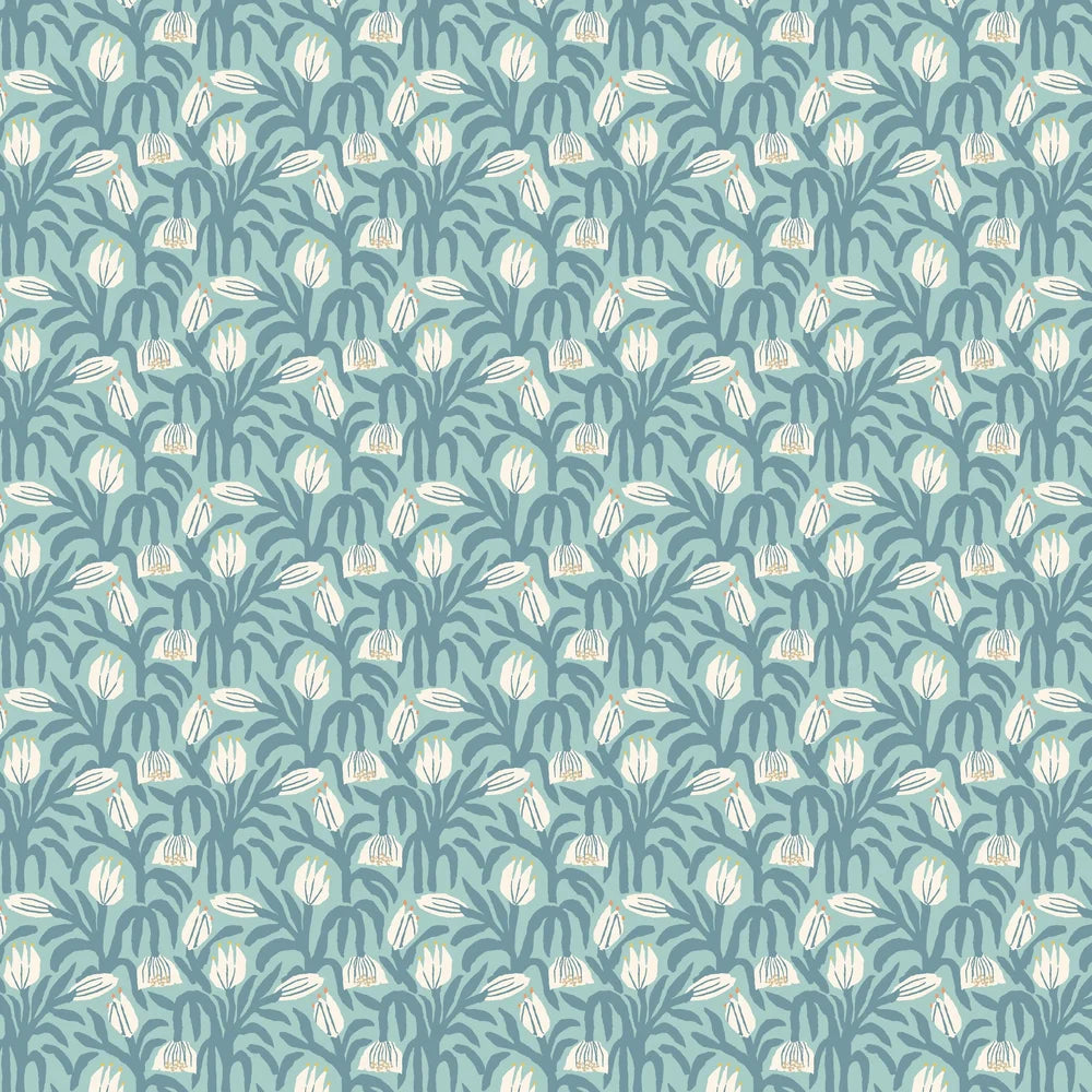 Chunky Flower Wallpaper - Denim