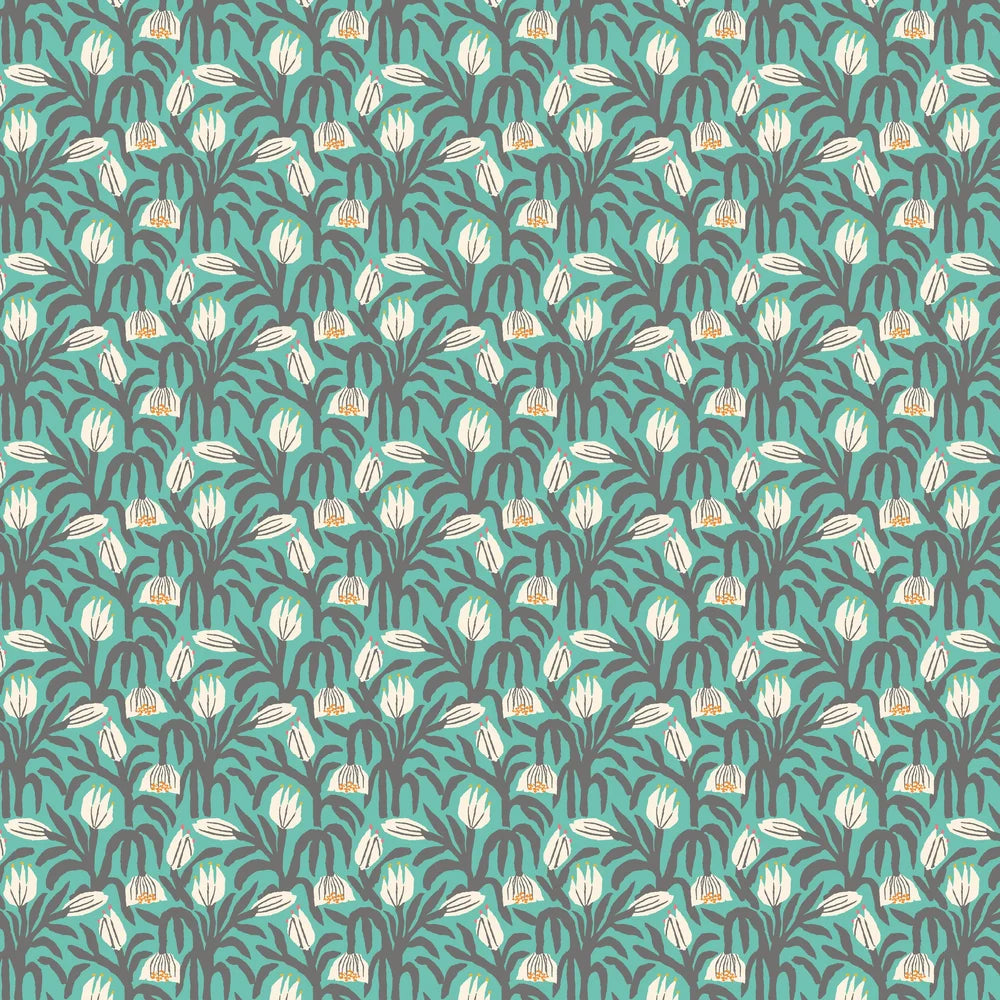 Chunky Flower Wallpaper - Teal Blue