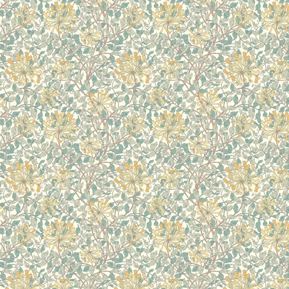 Honeysuckle Leaf Trail Wallpaper - Ohpopsi - Seafoam