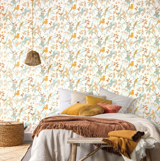 Happy Wallpaper - Orange Bleu Clair