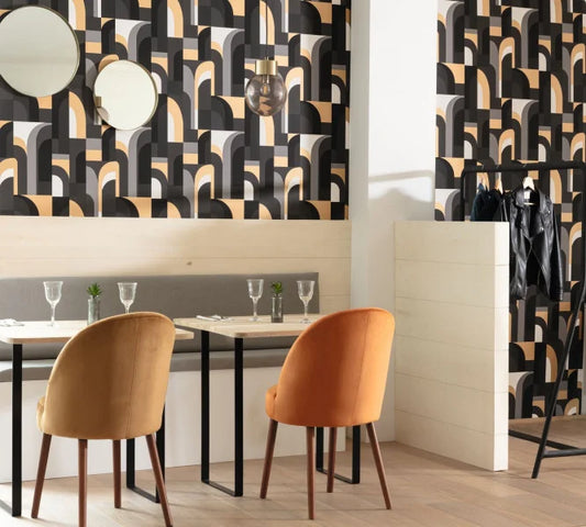 Labyrinth Doors Wallpaper - Black