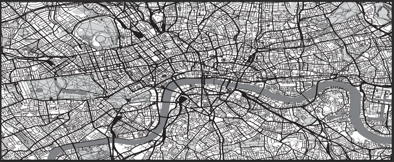City Map Many Cities - Custom Sized Wallpaper Mural (per m2) - London Black & White