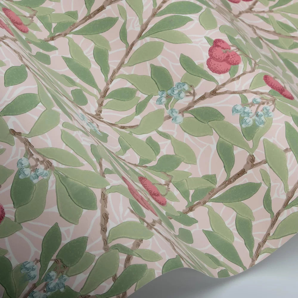 Sample - Arbutus by Morris Wallpaper - Cochineal Pink