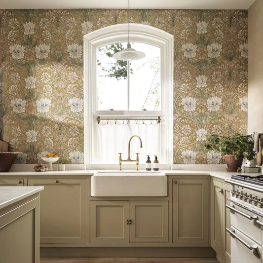 Honeysuckle and Tulip Wallpaper - Gold