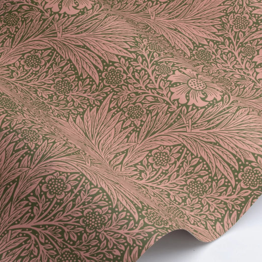 Marigold Wallpaper - Olive/Pink