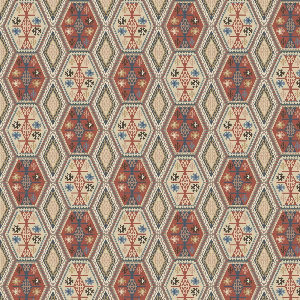 Mulberry Home Buckland Wallpaper - Red/Blue