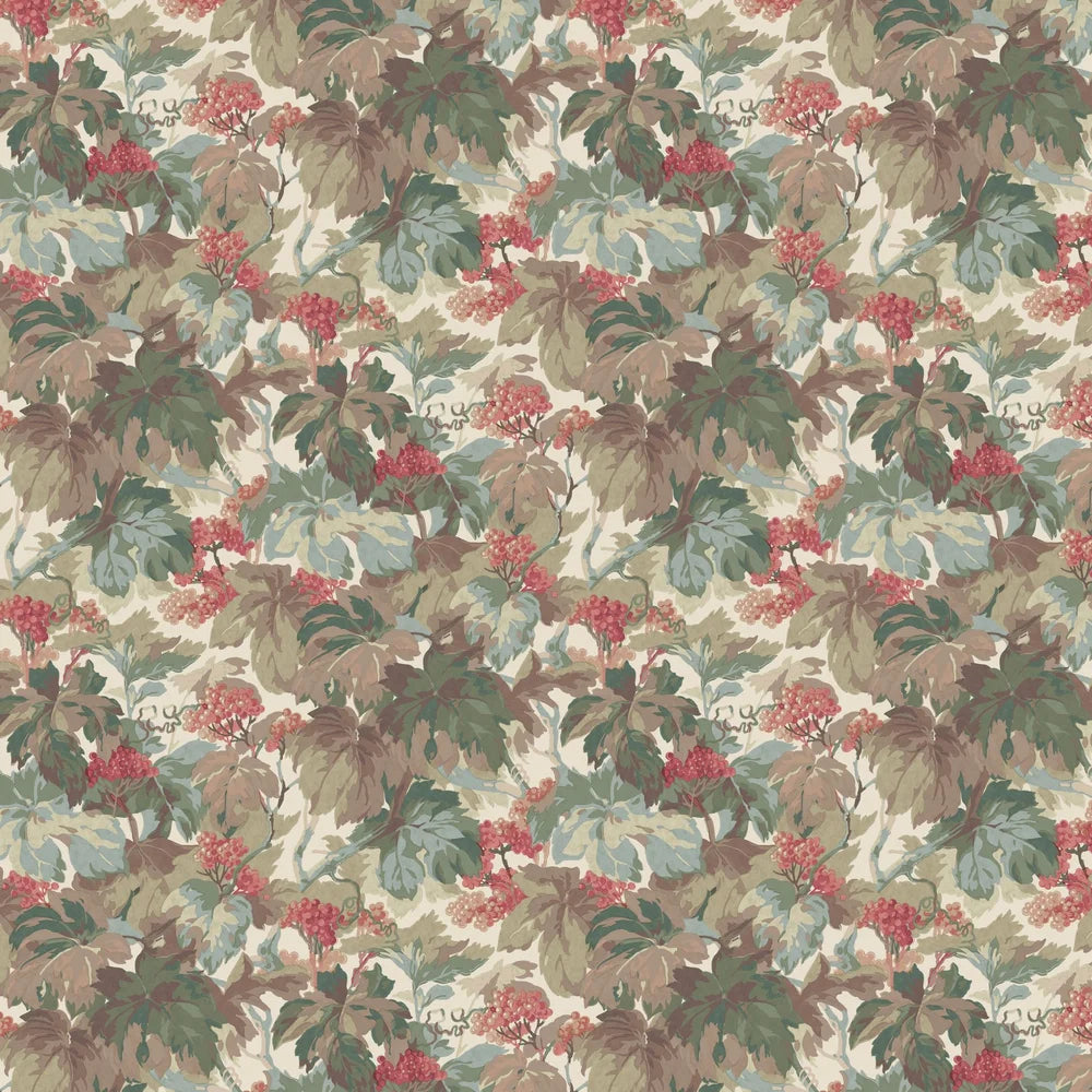 Country Walk Wallpaper by Mulberry Home - Teal/Rose