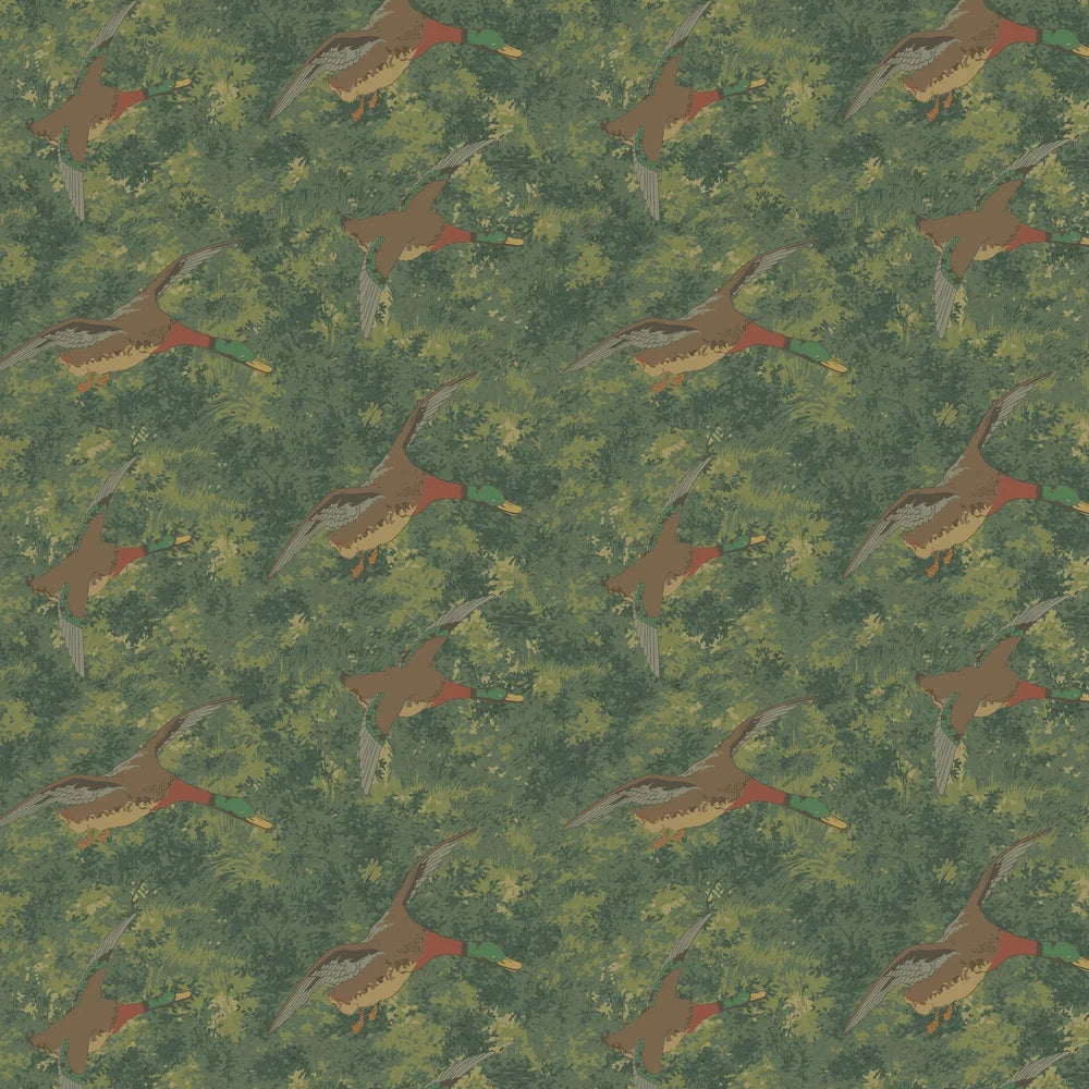 Forest Ducks by Mulberry Home Wallpaper - Emerald