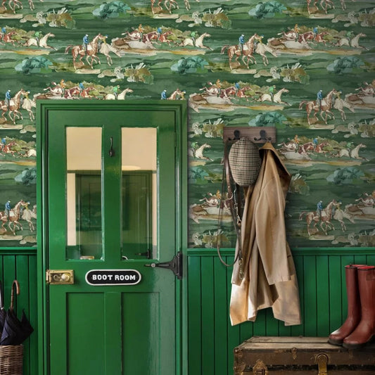 Morning Gallop Wallpaper - Mulberry - Teal