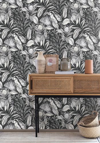 Jardin Bel Air Garden Leaf Wallpaper - Anthracite