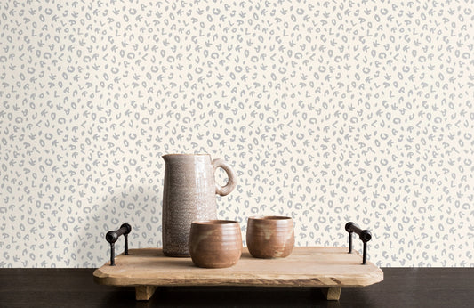 Leopard Alphabet Wallpaper - Cream - Discontinuing