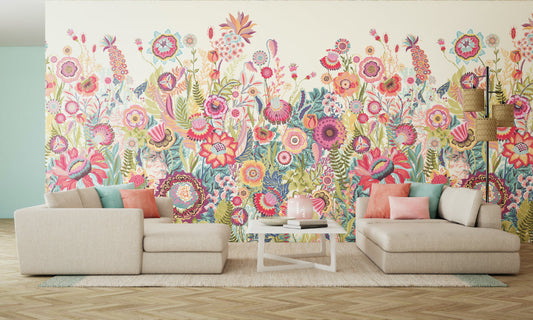 Bloom - Rhubarb and Cream - Hybrid Wallpaper Mural