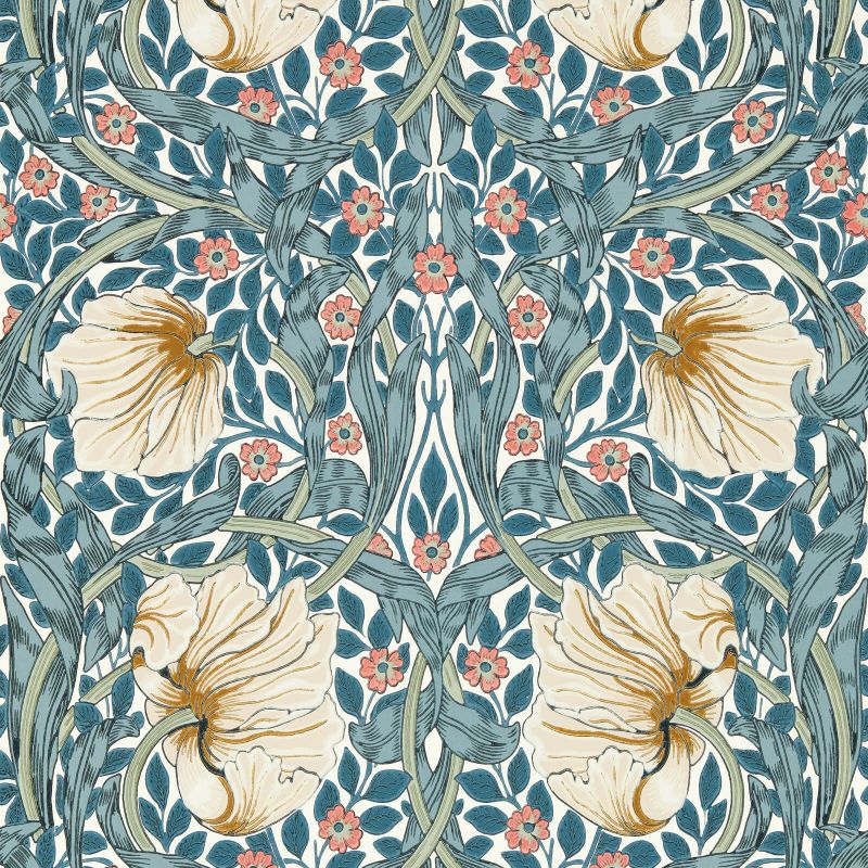 Sample - Pimpernel Wallpaper - Woad/Coral