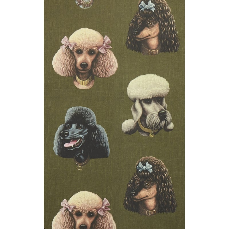 Poodle Parlour Wallpaper - Moss