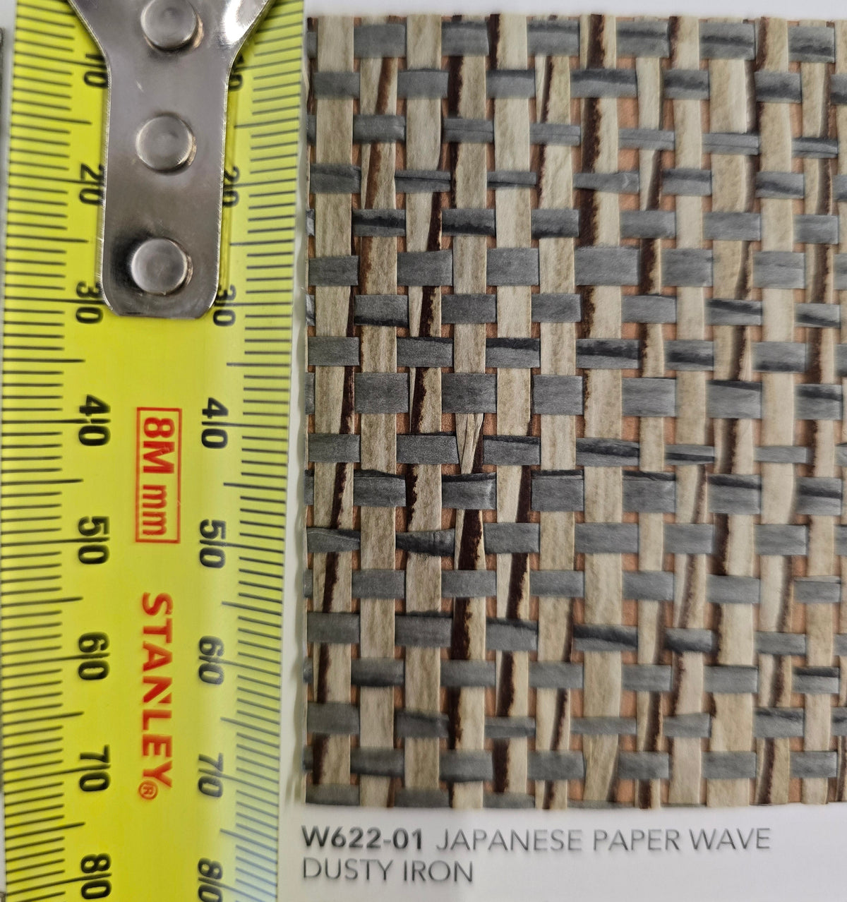 Japanese Paper Weave Wide Wallpaper - Dusty Iron