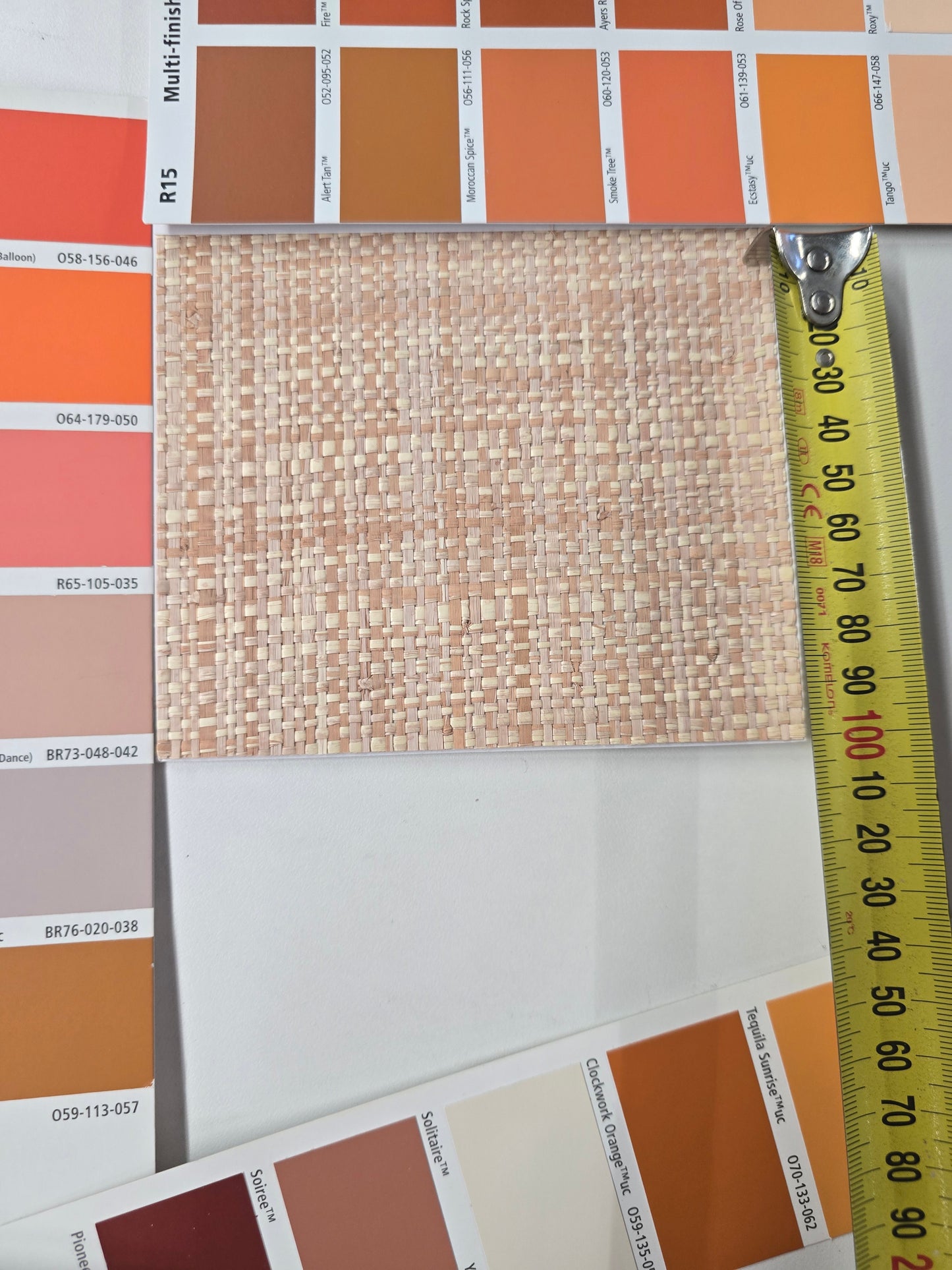 Basket Weave Wallpaper - Soft Orange Coral